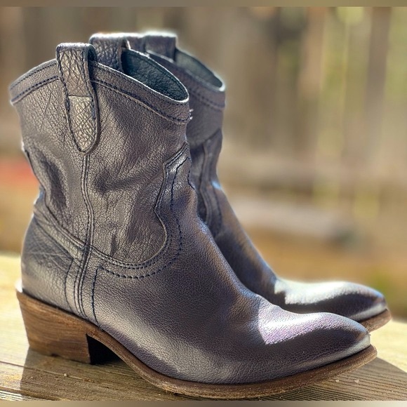 FRYE Carson Cobalt Blue Shorty cowboy boots Cowgirl Booties Size 6 B Western - Picture 2 of 15